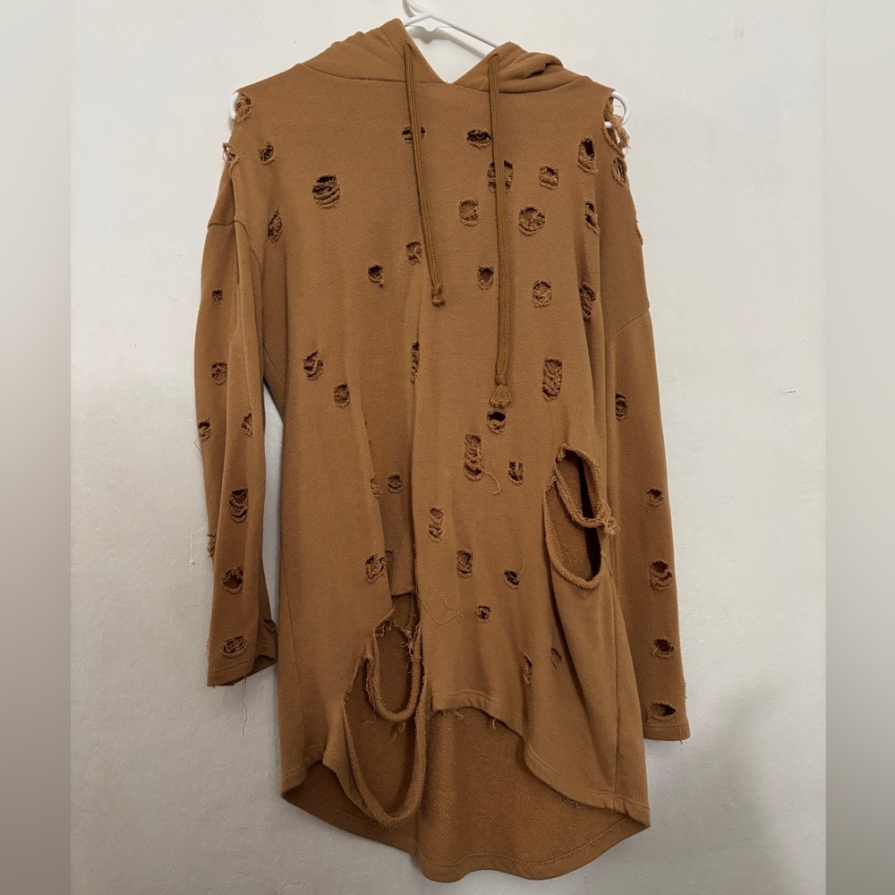 Active USA Tan distressed hoodie